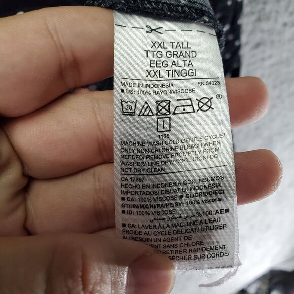 Old Navy Top Womens XXL Tall Black Polka Dot Lightweight Long Sleeve Blouse - Picture 3 of 9